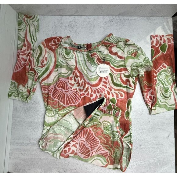 NWT Andrea Iyamah Elle Mesh Long‎ Sleeve Leotard Bodysuit Back Zipper Coral S - Picture 6 of 10